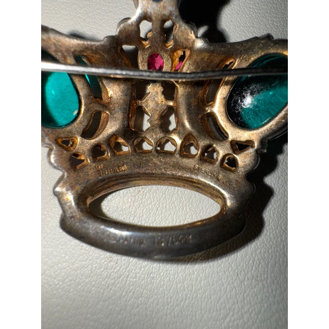 1940s 1940s Alfred Philippe for Trifari, Sterling Silver Crown-Form Brooch For Sale - Image 5 of 5