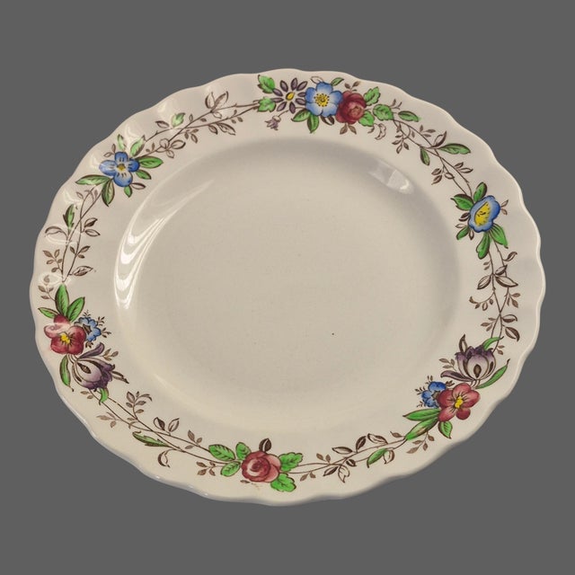 English Vintage Spode Copeland England Felicity Floral Pattern 4 Dessert Plates #1 - Set of 4 For Sale - Image 3 of 8