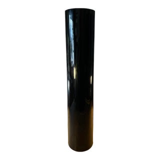 Tall Wrzesniak Glassworks Black Art Glass Cylinder Floor Vase For Sale