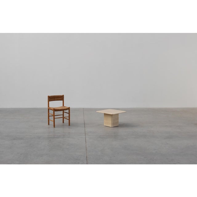 Italy / 1960 / side table / travertine / Mid-century / Vintage Stylish vintage travertine coffee table with a beveled...