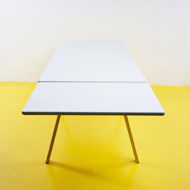 Industrial Table with Iron Legs and Extendable Resistant Chipboard Top For Sale - Image 6 of 7