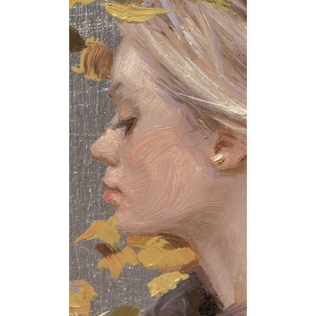 2010s Harvest by Cody Erickson | Oil on Silver Leaf Portrait of a Woman in Profile For Sale - Image 5 of 12