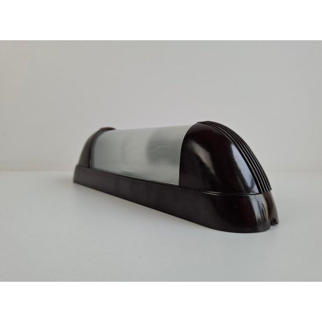 Art Deco Bakelite Wall Lamp with Frosted Glass, Czechoslovak, 1930s For Sale - Image 4 of 18