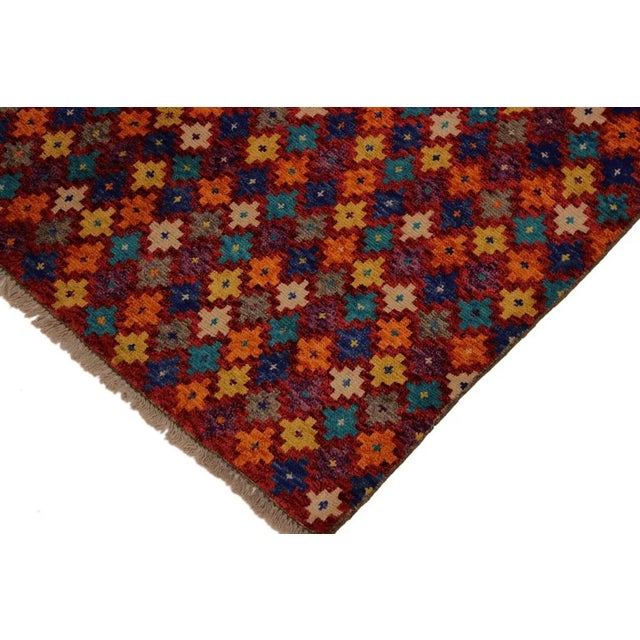 Contemporary 1990s Modern Balouchi Red& Orange Wool Rug- 5'1 X 6'7 For Sale - Image 3 of 8