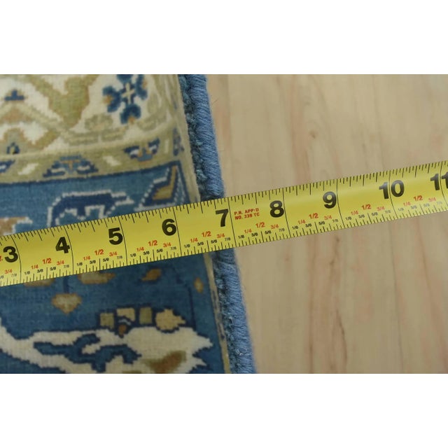 Oushak Rug 4’2” X 5’10” Blue Wool Tribal Hand-Knotted Oriental Carpet For Sale - Image 10 of 12