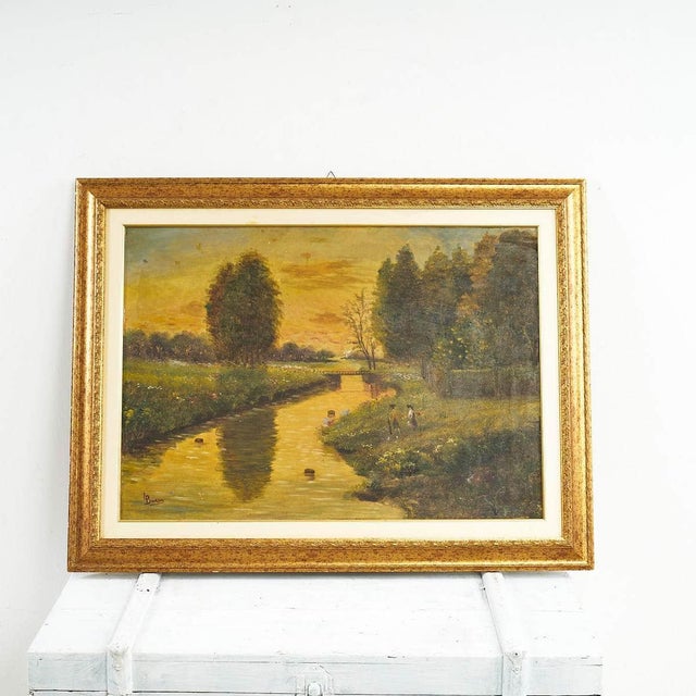 A. Bononi, Rural Landscape, 20th Century, Oil Painting on Panel, Framed For Sale - Image 6 of 6