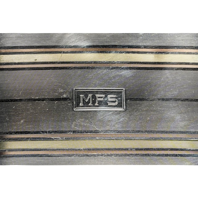Stunning Art Deco Antique 14k Gold Inlay Sterling Silver Cigarette Card Case For Sale - Image 4 of 15