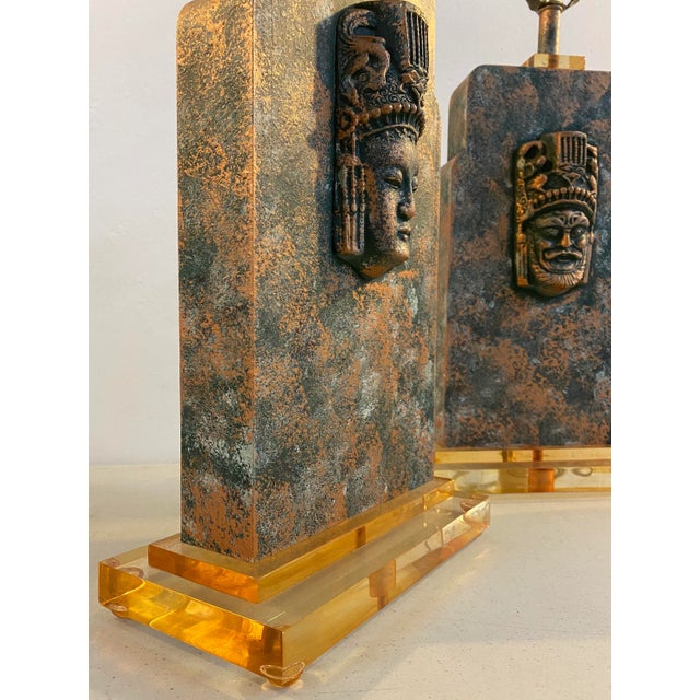 Wood Matching Mid-Century Asian Inspired Table Lamps C.1950 - a Pair For Sale - Image 7 of 11