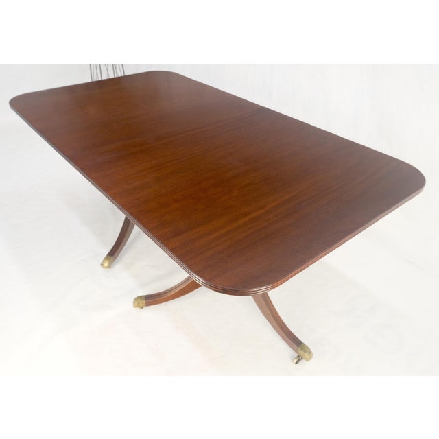 Regency Solid Mahogany Double Pedestal 1x17" Extension Board Dining Table For Sale - Image 11 of 11