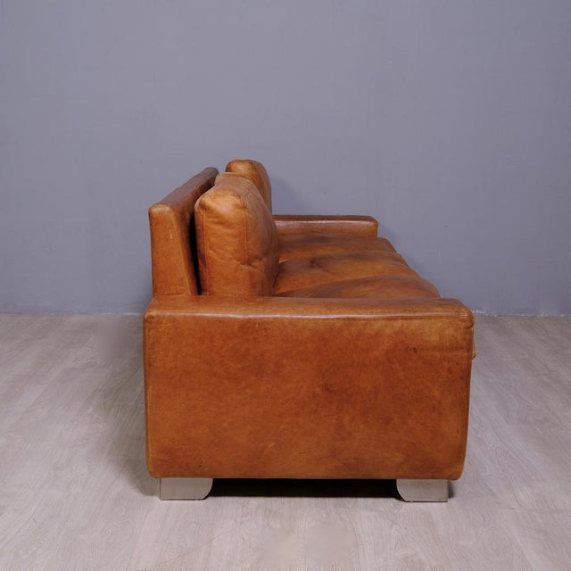 Artisanal Leather 3-Seater Sofa, 1990s For Sale - Image 4 of 18