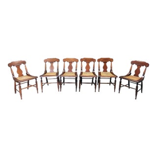 19th Century Cane Seat Fruitwood Vernacular Dining Chairs - Set of 6 For Sale