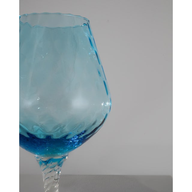 Glass 1960s Italian Blue Glass Goblet For Sale - Image 7 of 18