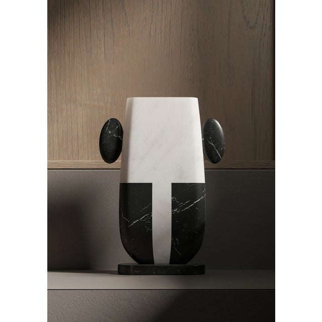 Stone Geometric Contemporary Vase in Italian Marble by Matteo Cibic For Sale - Image 7 of 9