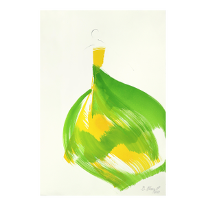 The Green Dress 6 - Minimalist Figurative Ink Painting on Paper Original Artwork by Bettina Mauel