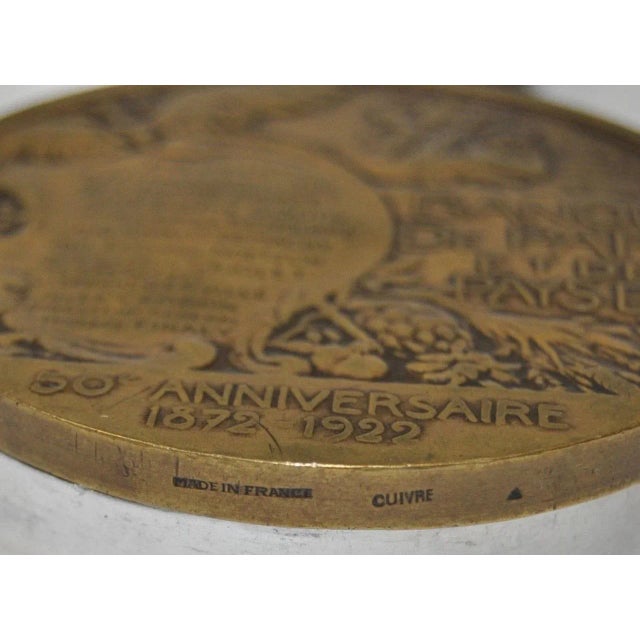 Art Deco Henry Nocq "Banque De Paris" 50th Anniversary Bronze Medallion c.1922 For Sale - Image 3 of 4