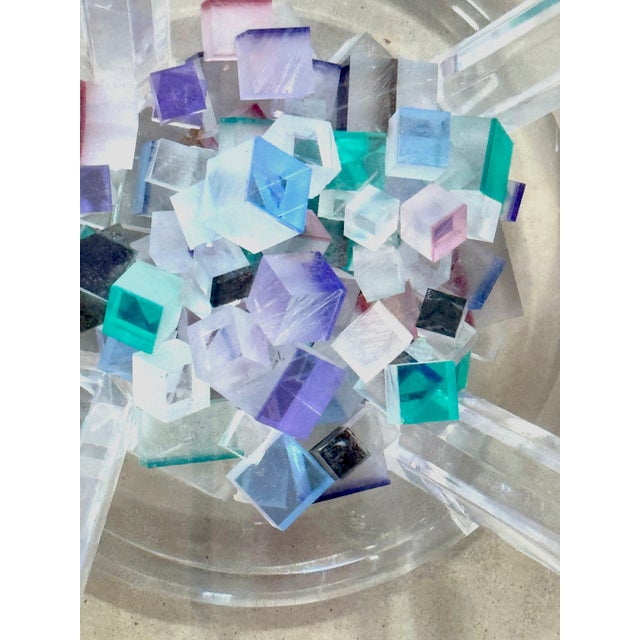 Postmodern Will Grant Post-Modern Lucite Table with Stacked Color Cubes & Beveled Glass For Sale - Image 3 of 13