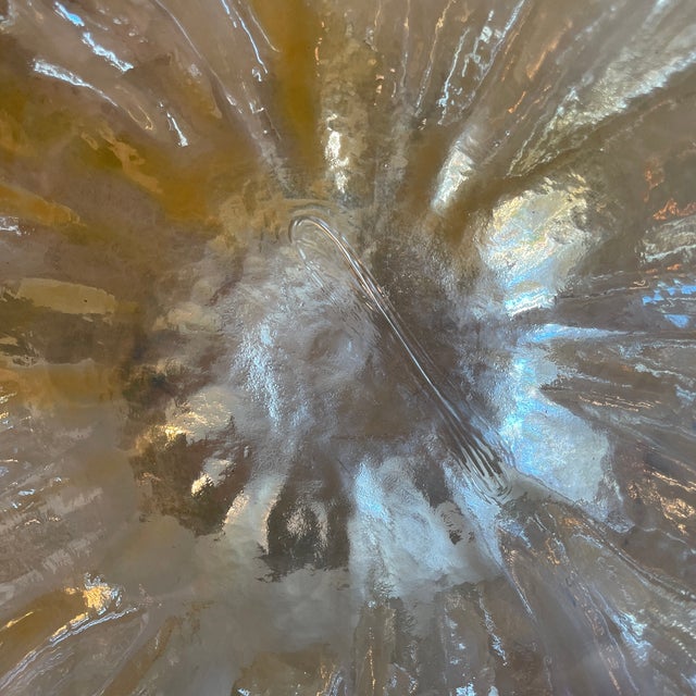 Glass Large Mid-Century Italian Murano Art Glass Centerpiece Bowl – Golden Iridescent & Lattimo Cobblestone For Sale - Image 7 of 7