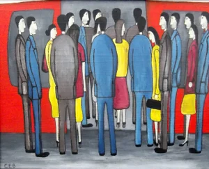 'Morning Rush' Contemporary Figurative Oil Painting by Christopher Barrow 2015
