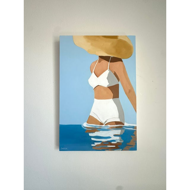2020s "Woman in the Big Straw Hat" Original Modern Oil Painting, by Jennifer Hohlfelder For Sale - Image 5 of 9
