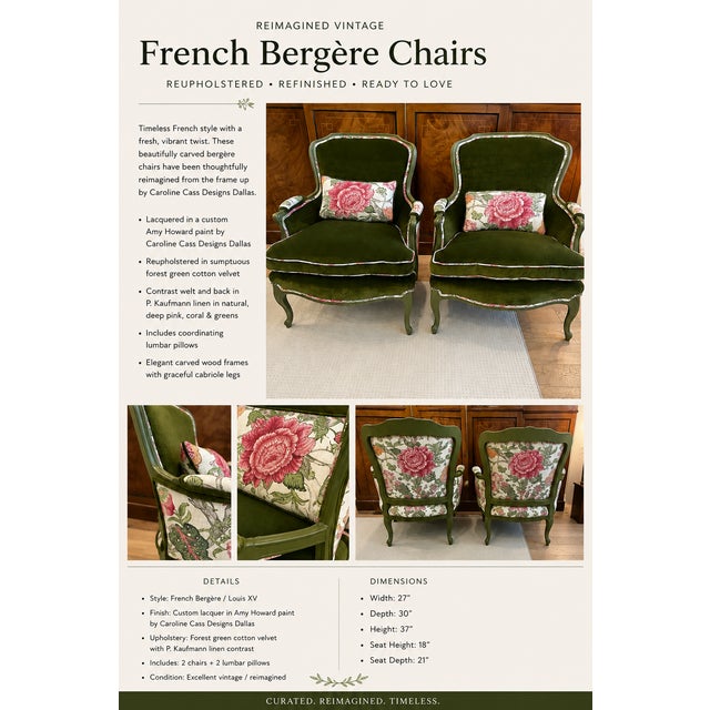 1960s French Style Bergere Accent Chairs - A Pair For Sale - Image 4 of 9