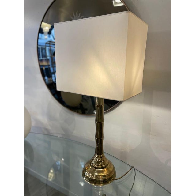 Brass Table Lamp with a Faux Bamboo Stem, 1970s For Sale - Image 9 of 13