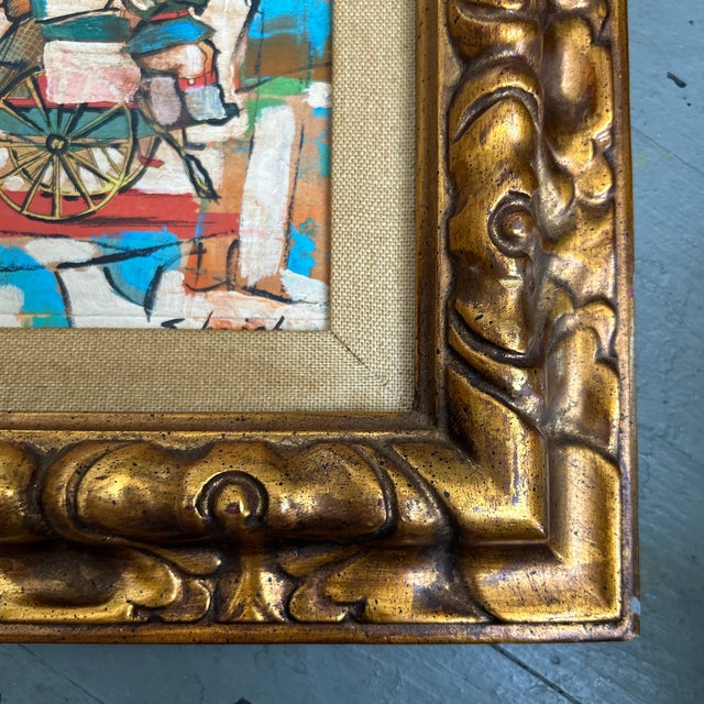 Abstract Contemporary Original Stephen Heigh Abstract Painting Over Vintage Book Page “The Lion and Zebra” in Gilt Wood Frame For Sale - Image 3 of 4