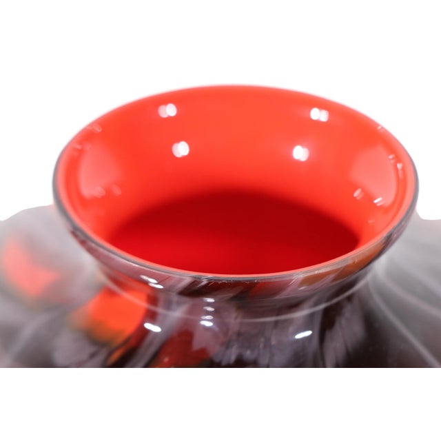 Orange Czechoslovakian Kralik Art Glass Tango Web Vase C. 1930's For Sale - Image 8 of 9