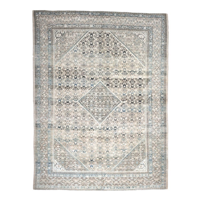 1970s Vintage Persian Handmade Wool Cotton Light Brown Area Rug For Sale