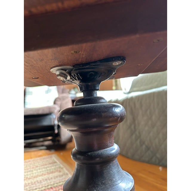 Coffee Late 19th Century Edwardian Sheraton Revival Mahogany Rotating Bookshelf With Satinwood Inlay For Sale - Image 8 of 8