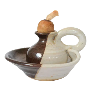 Mid-Century Studio Art Pottery Kerosene Oil Lamp