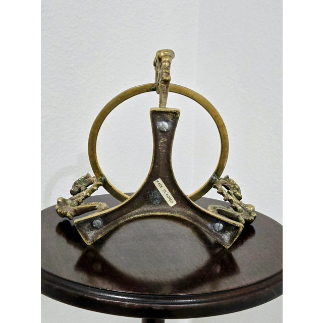 Glass Vintage Brass Dragon Crystal Ball Stand – Korean, Mid-20th Century For Sale - Image 7 of 8