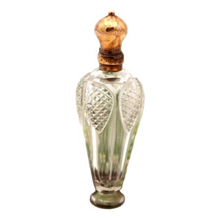 Glass Perfume Bottle with Gold Lid For Sale