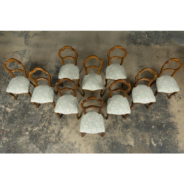 French Provincial Set of 10 Antique French Louis Philippe Walnut Dining Chairs, Late 19th Century For Sale - Image 3 of 18