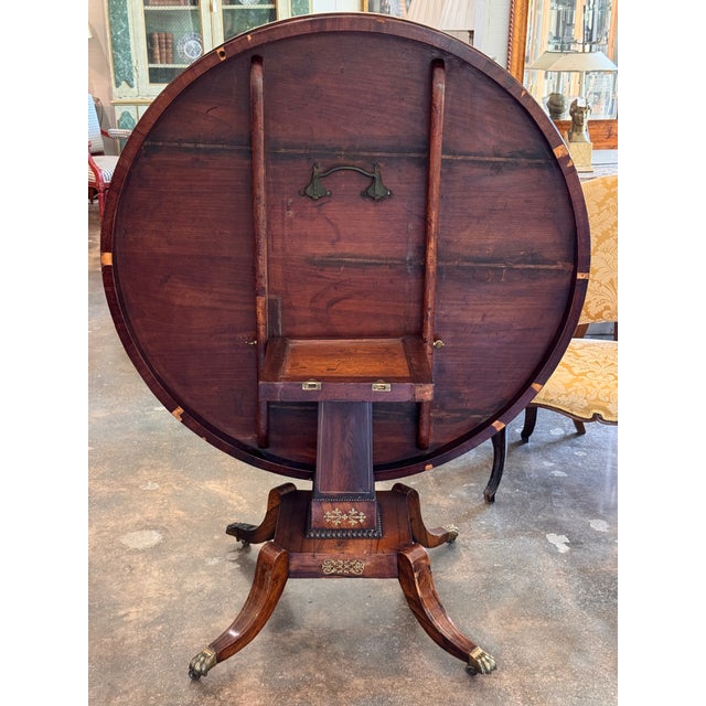19th Century Regency Rosewood Center Table With Brass Inlay For Sale - Image 13 of 14