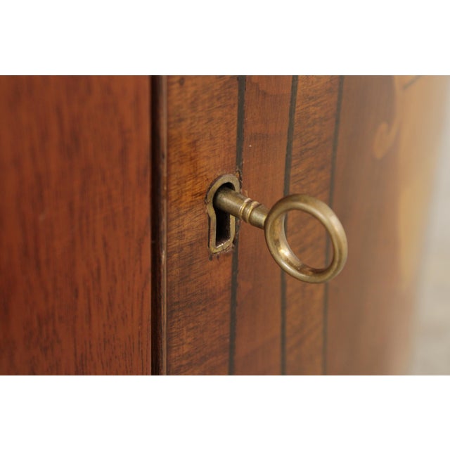 Brown Trosby Inlaid Yew Wood Demilune Cabinet Commode For Sale - Image 8 of 18