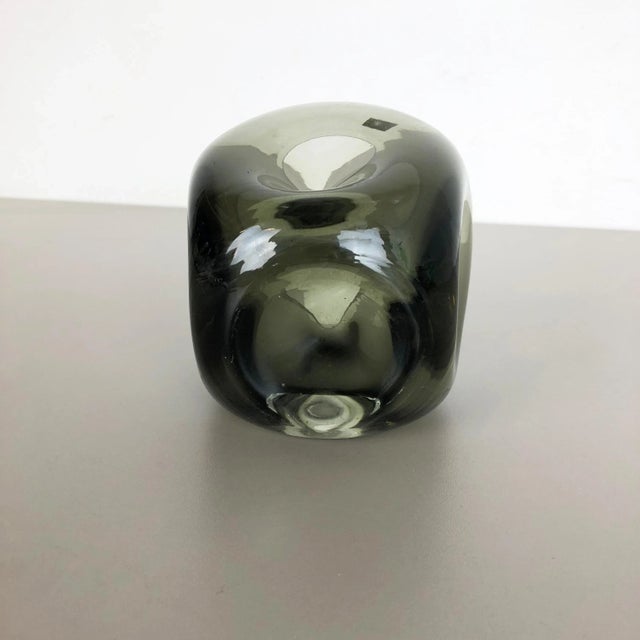 Cubic Green Handblown Crystal Glass Vase from Friedrich Kristall, Germany, 1970s For Sale - Image 12 of 13
