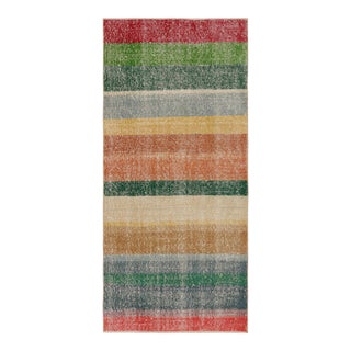 Vintage Zeki Müren Runner in Polychromatic Geometric Stripes, From Rug & Kilim For Sale