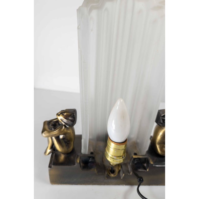 White Mid-Century Art Deco Style Table Lamp by Sarsaparilla After FrankArt For Sale - Image 8 of 11