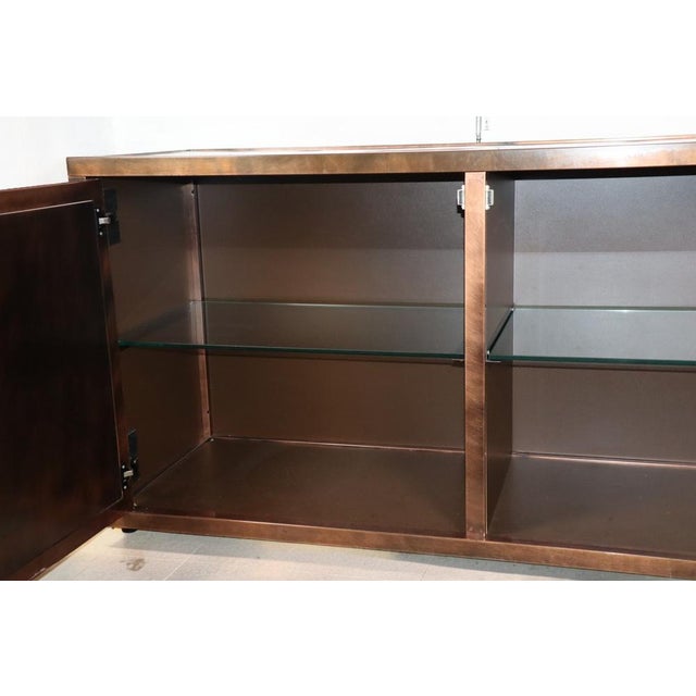 Minimalist Sideboard in Patinated Bronze Metal, 1970s For Sale - Image 16 of 18