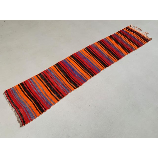 Pattern: Geometric Shape: Runner Size: 272x51 cm Regional Design: Kilim Material: Wool Item Length: 272 Colour:...