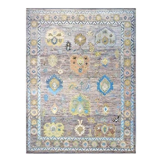 21st Century Turkish Oushak 10X13 Slate Blue & Dark Oak Handmade Area Rug #1144093 For Sale