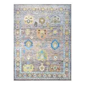 21st Century Turkish Oushak 10X13 Slate Blue & Dark Oak Handmade Area Rug #1144093