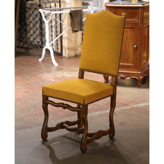 Wood Mid-Century French Louis XIII Carved "Sheep Bone" Dining Chairs- Set of 6 For Sale - Image 7 of 11