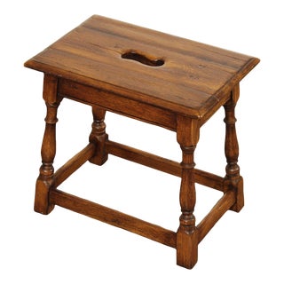 Early 21st Century Stickley 'Antiquities' William & Mary Style Oak Stool For Sale