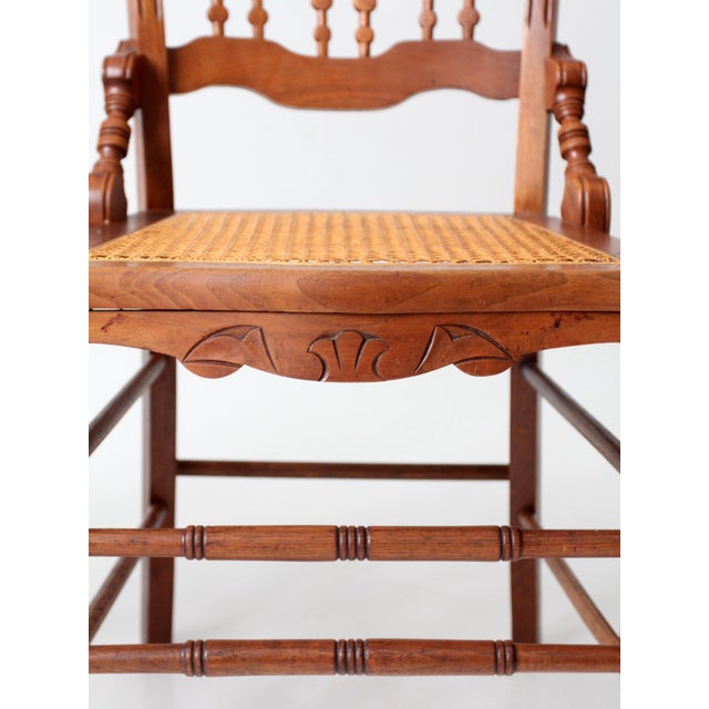 Early 20th Century Antique Eastlake Revival Cane Seat Dining Chairs Set of 3 For Sale - Image 5 of 16