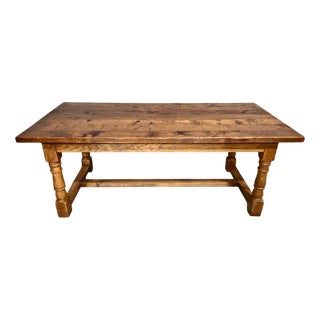 Golden Oak Plank Farmhouse Refectory Dining Table, 1920 For Sale