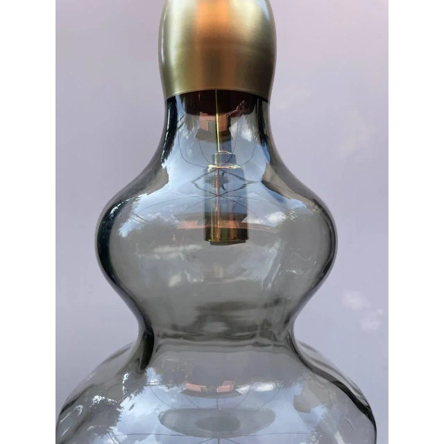 Vintage Italian Pendant in Grey and Golden Glass from Mariana Iskra Atelier, 1990s For Sale - Image 3 of 7