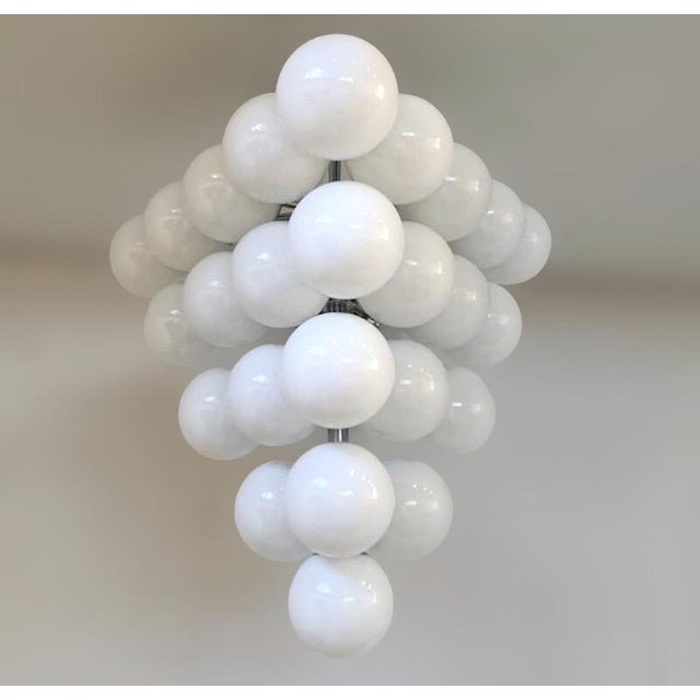 Italian 21st Century Italian Grappolo Polished Chrome Glossy White Murano Glass Chandelier by Fabio LTD For Sale - Image 3 of 6