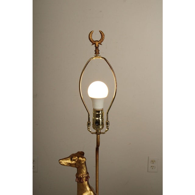 Late 20th Century Egyptian Revival Gilt Greyhound Table Lamps - a Pair For Sale - Image 12 of 18