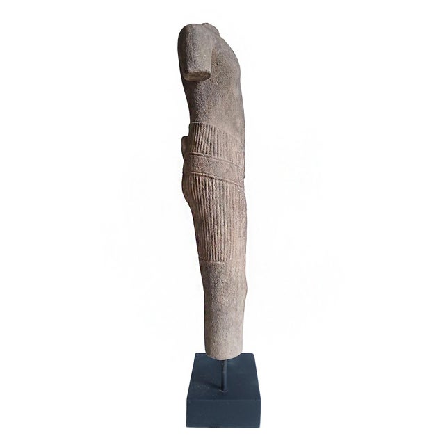 1940s Hand-Carved Sandstone Male Torso Sculpture, Thailand, Circa 1940-1950 For Sale - Image 5 of 12